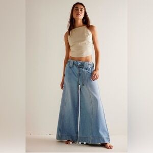 Free People Light Blue Wide Leg Jeans